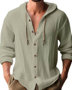 Nathan | Men's Hooded Long-Sleeve Shirt, Relaxed-Fit Casual Shirt | Animated Apparel