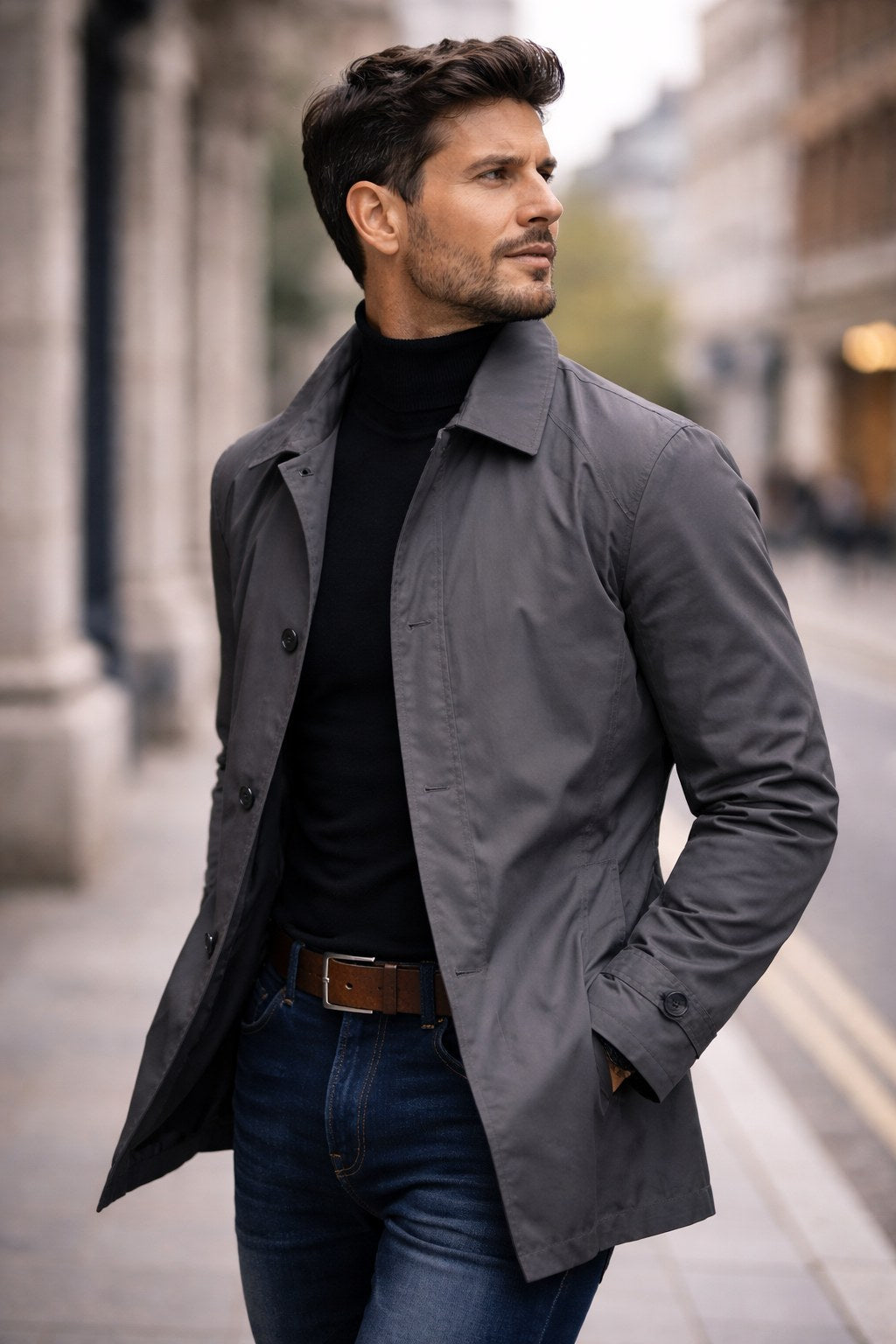 Harvey | Men's Tailored All-Weather Overcoat, Timeless Autumn Coat | Animated Apparel