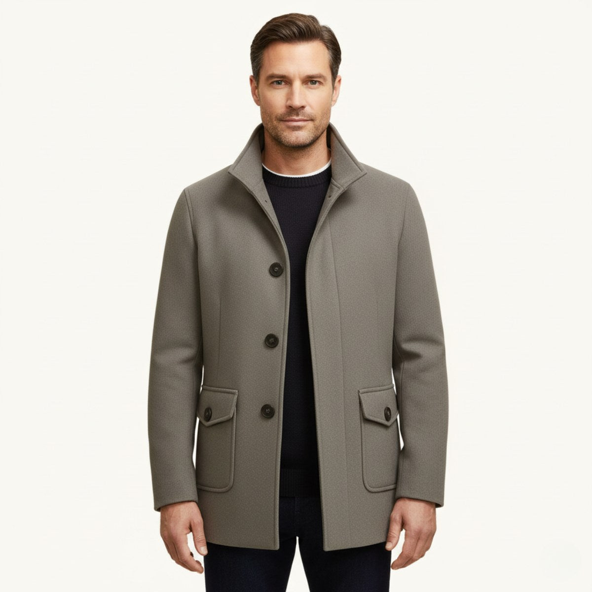 Hayes | Men's Tailored Wool Overcoat, Smart Wool Coat | Animated Apparel