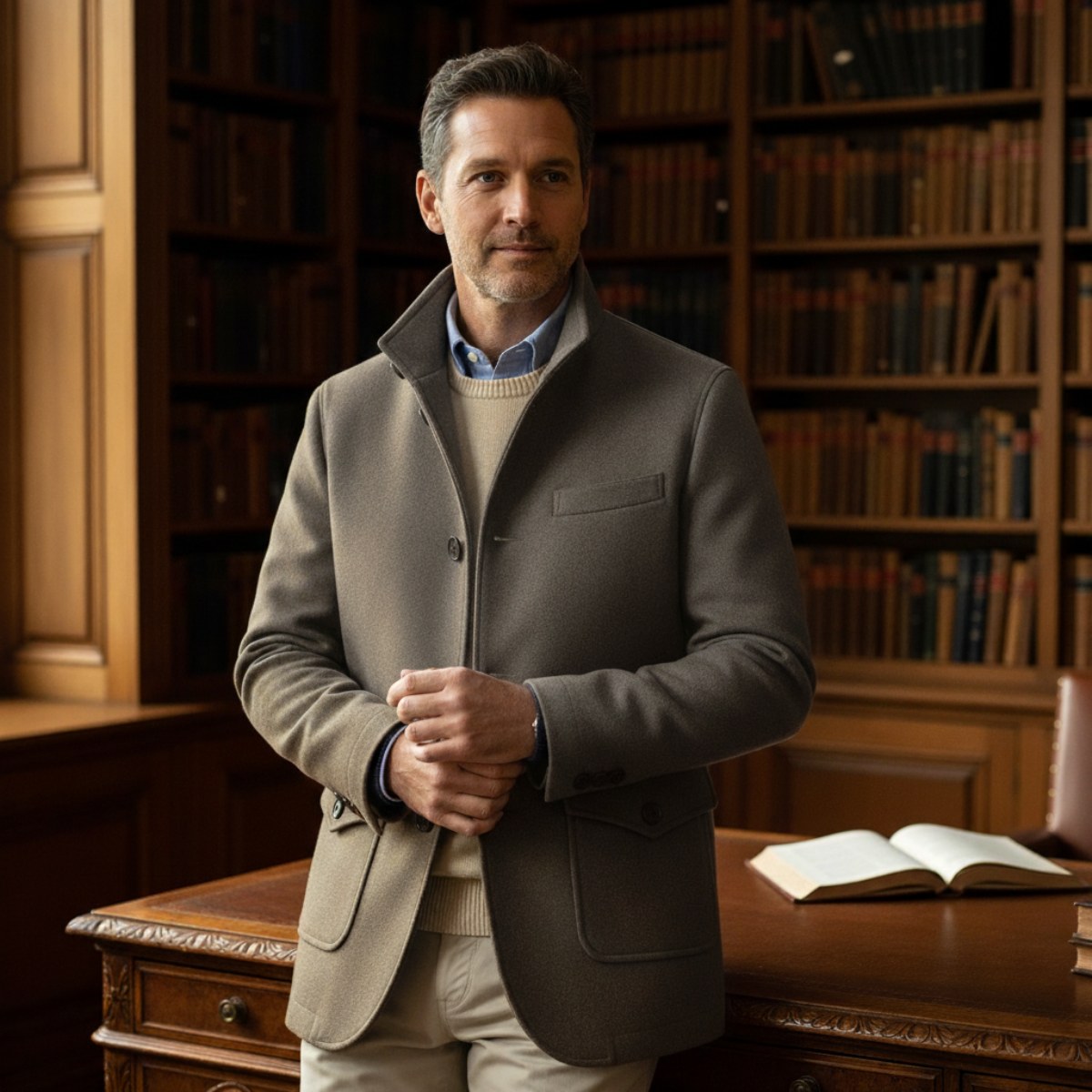 Hayes | Men's Tailored Wool Overcoat, Smart Wool Coat | Animated Apparel