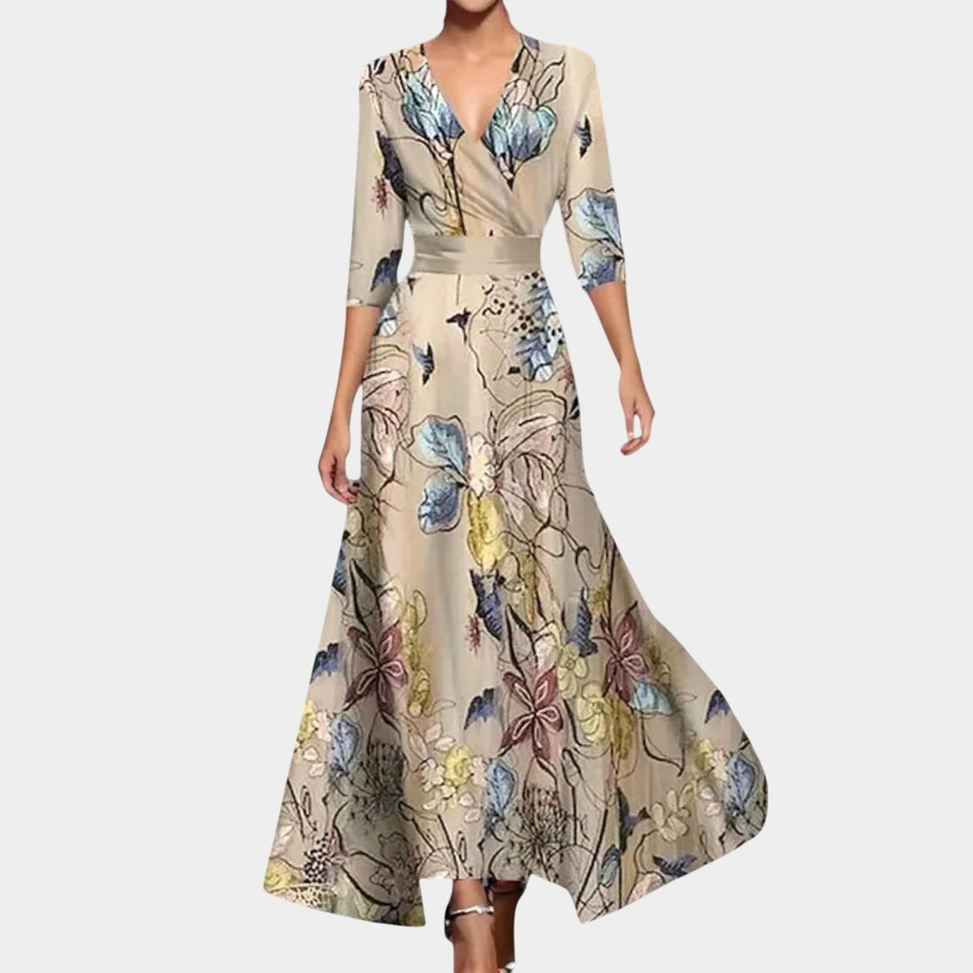 Hazel | Women's Elegant Midi Dress - Champagne