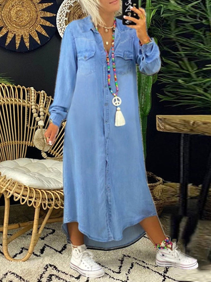 Helen | Women's Denim Shirt Dress Long Sleeve - image 2