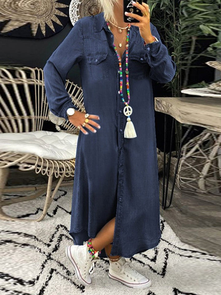 Helen | Women's Denim Shirt Dress Long Sleeve - image 3