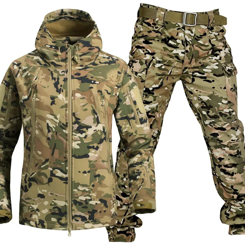 Theodore | Men's Softshell Hooded Jacket and Tactical Trousers, Two-Piece Outdoor Set | Animated Apparel
