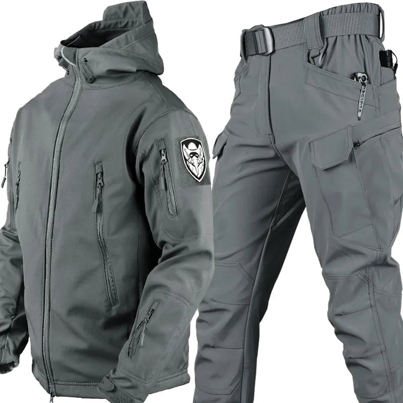 Theodore | Men's Softshell Hooded Jacket and Tactical Trousers, Two-Piece Outdoor Set | Animated Apparel