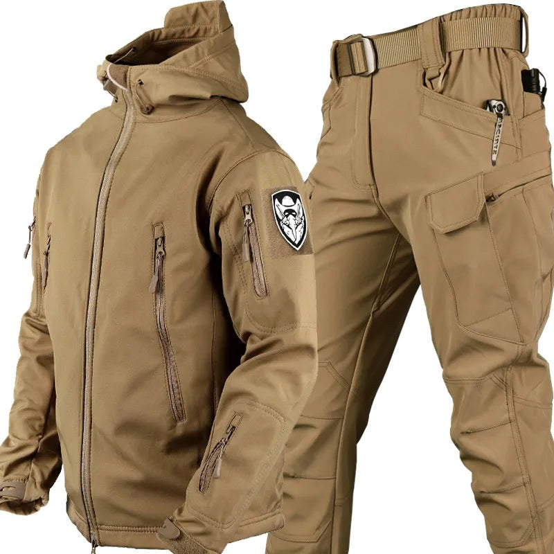 Theodore | Men's Softshell Hooded Jacket and Tactical Trousers, Two-Piece Outdoor Set | Animated Apparel