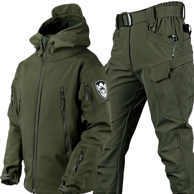 Theodore | Men's Softshell Hooded Jacket and Tactical Trousers, Two-Piece Outdoor Set | Animated Apparel