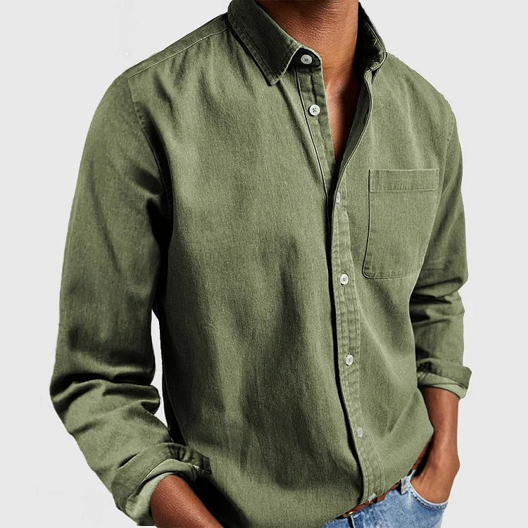 Henry | Men's Tailored Cotton Shirt, Smart Everyday Shirt | Animated Apparel | Green
