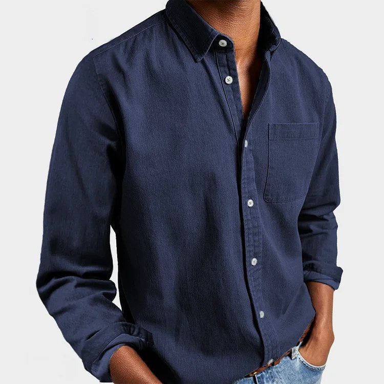 Henry | Men's Tailored Cotton Shirt, Smart Everyday Shirt | Animated Apparel | Navy Blue