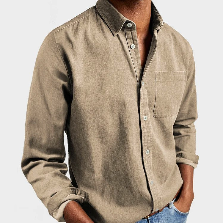 Henry | Men's Tailored Cotton Shirt, Smart Everyday Shirt | Animated Apparel | Khaki