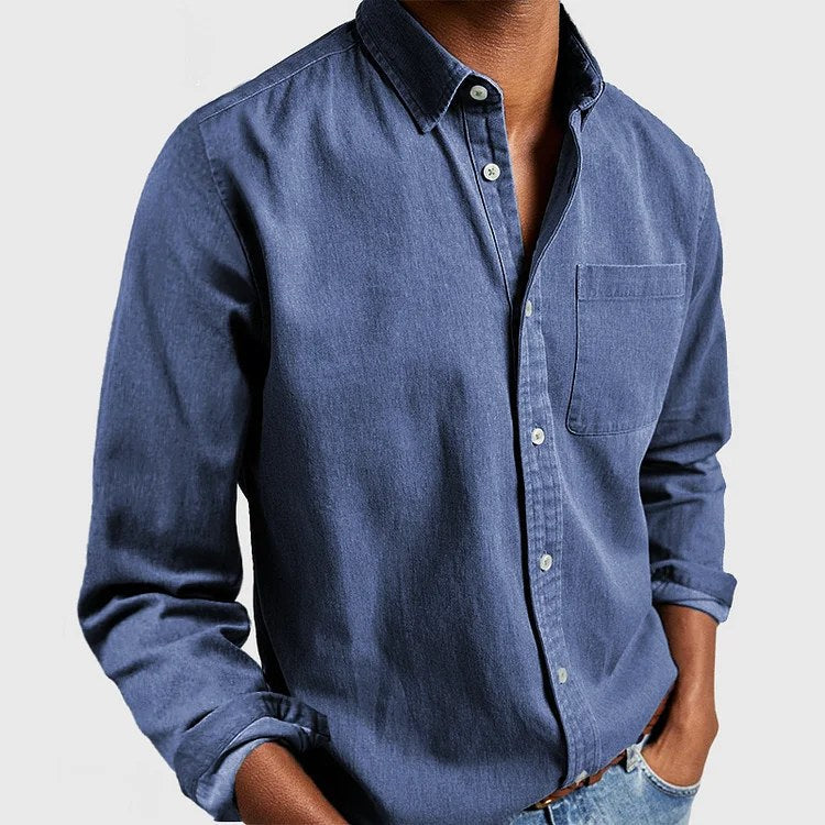 Henry | Men's Tailored Cotton Shirt, Smart Everyday Shirt | Animated Apparel | Blue