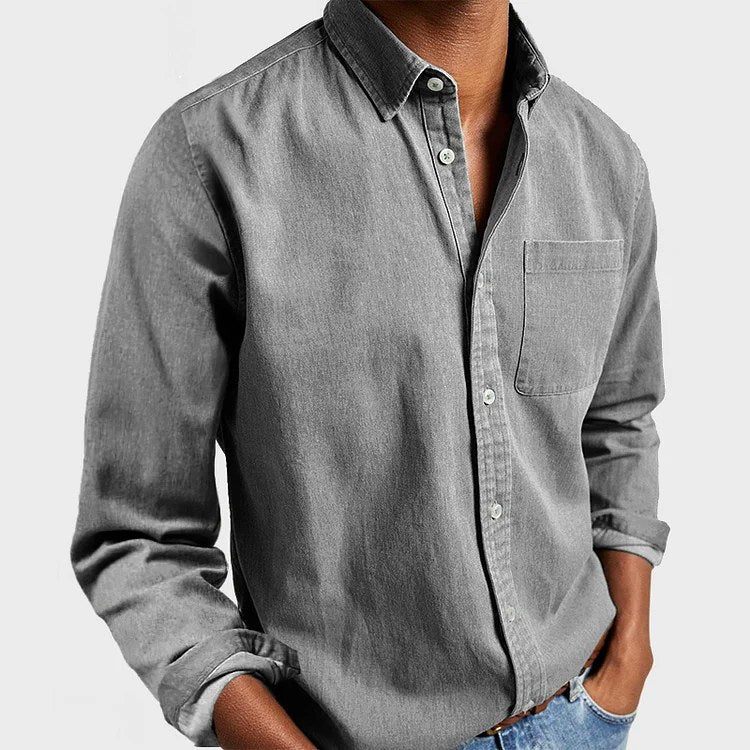 Henry | Men's Tailored Cotton Shirt, Smart Everyday Shirt | Animated Apparel | Grey