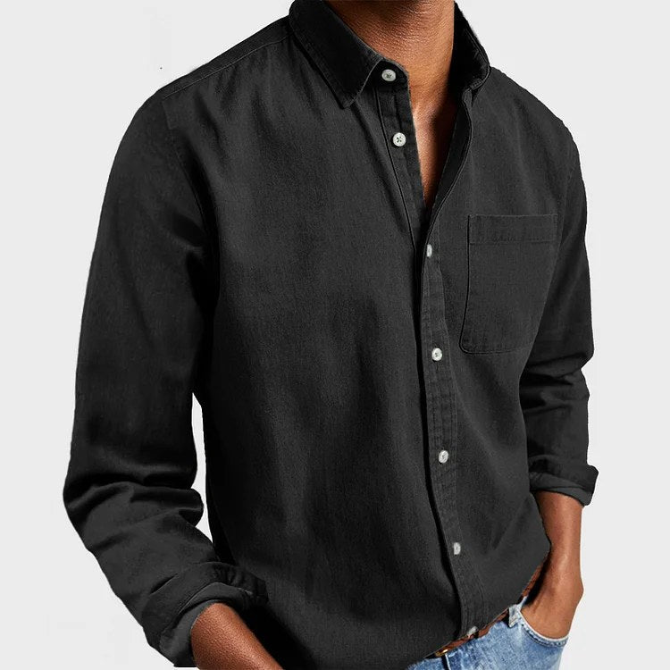 Henry | Men's Tailored Cotton Shirt, Smart Everyday Shirt | Animated Apparel | Black