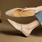 Holly | Women's Leather Mary Jane Mules, Pointed Toe Comfort Shoes | Animated Apparel