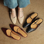 Holly | Women's Leather Mary Jane Mules, Pointed Toe Comfort Shoes | Animated Apparel