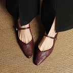 Holly | Women's Leather Mary Jane Mules, Pointed Toe Comfort Shoes | Animated Apparel