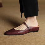 Holly | Women's Leather Mary Jane Mules, Pointed Toe Comfort Shoes | Animated Apparel