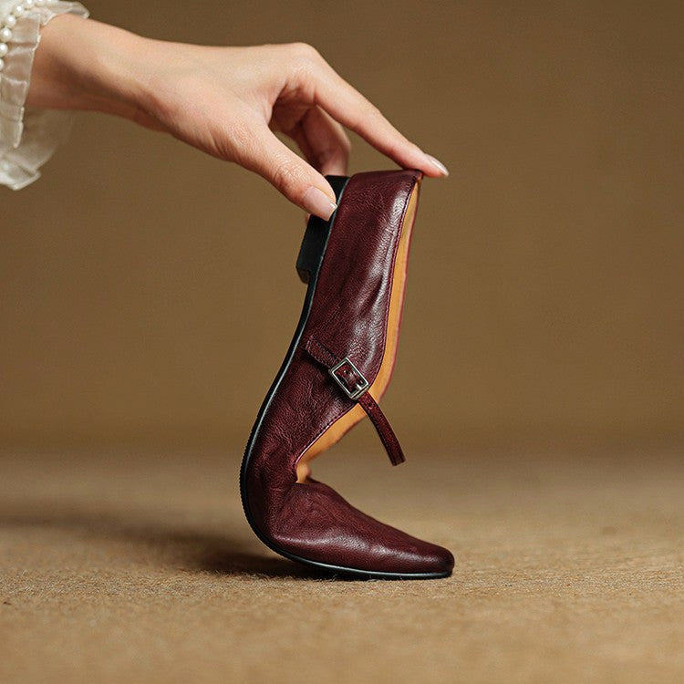 Holly | Women's Leather Mary Jane Mules, Pointed Toe Comfort Shoes | Animated Apparel