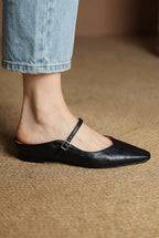 Holly | Women's Leather Mary Jane Mules, Pointed Toe Comfort Shoes | Animated Apparel
