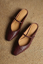 Holly | Women's Leather Mary Jane Mules, Pointed Toe Comfort Shoes | Animated Apparel