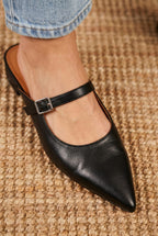 Holly | Women's Leather Mary Jane Mules, Pointed Toe Comfort Shoes | Animated Apparel