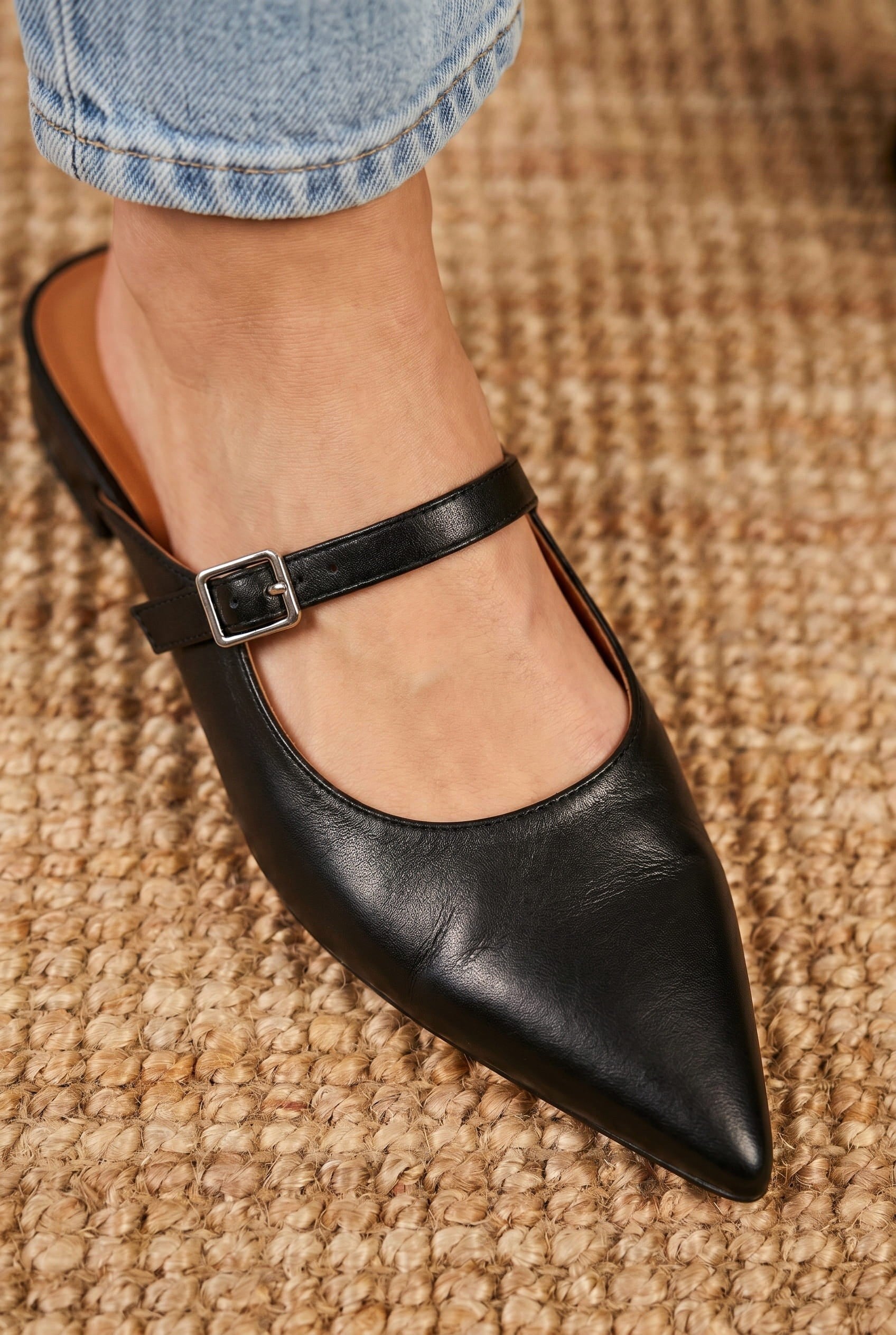 Holly | Women's Leather Mary Jane Mules, Pointed Toe Comfort Shoes | Animated Apparel