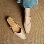 Holly | Women's Leather Mary Jane Mules, Pointed Toe Comfort Shoes | Animated Apparel