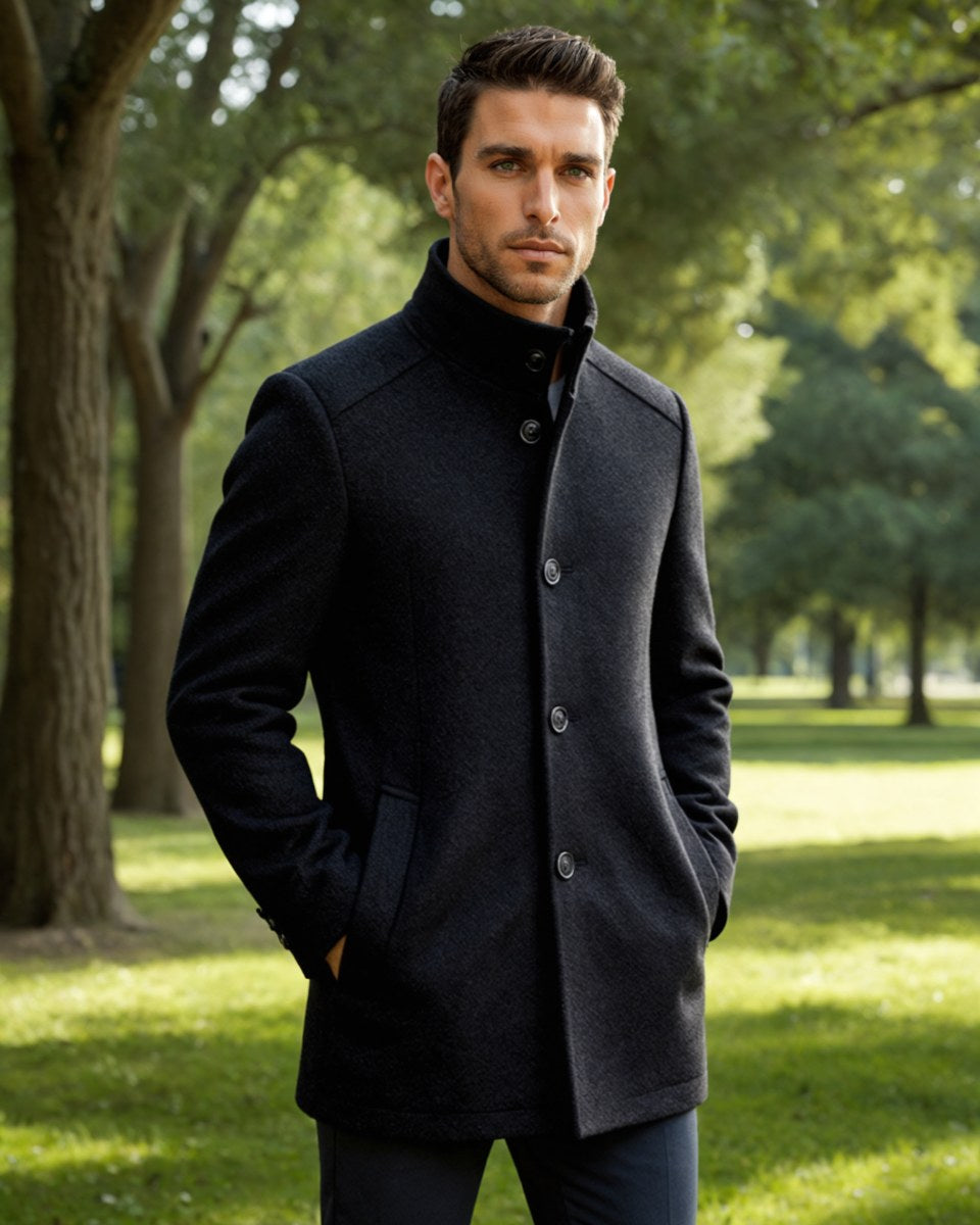 Hudson | Men's Premium Wool Overcoat, Tailored Winter Coat | Animated Apparel