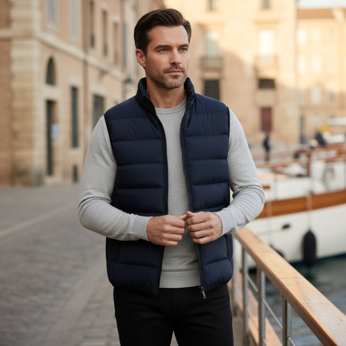 Hunter | Men's Quilted Puffer Gilet, Sleeveless Layering Gilet | Animated Apparel