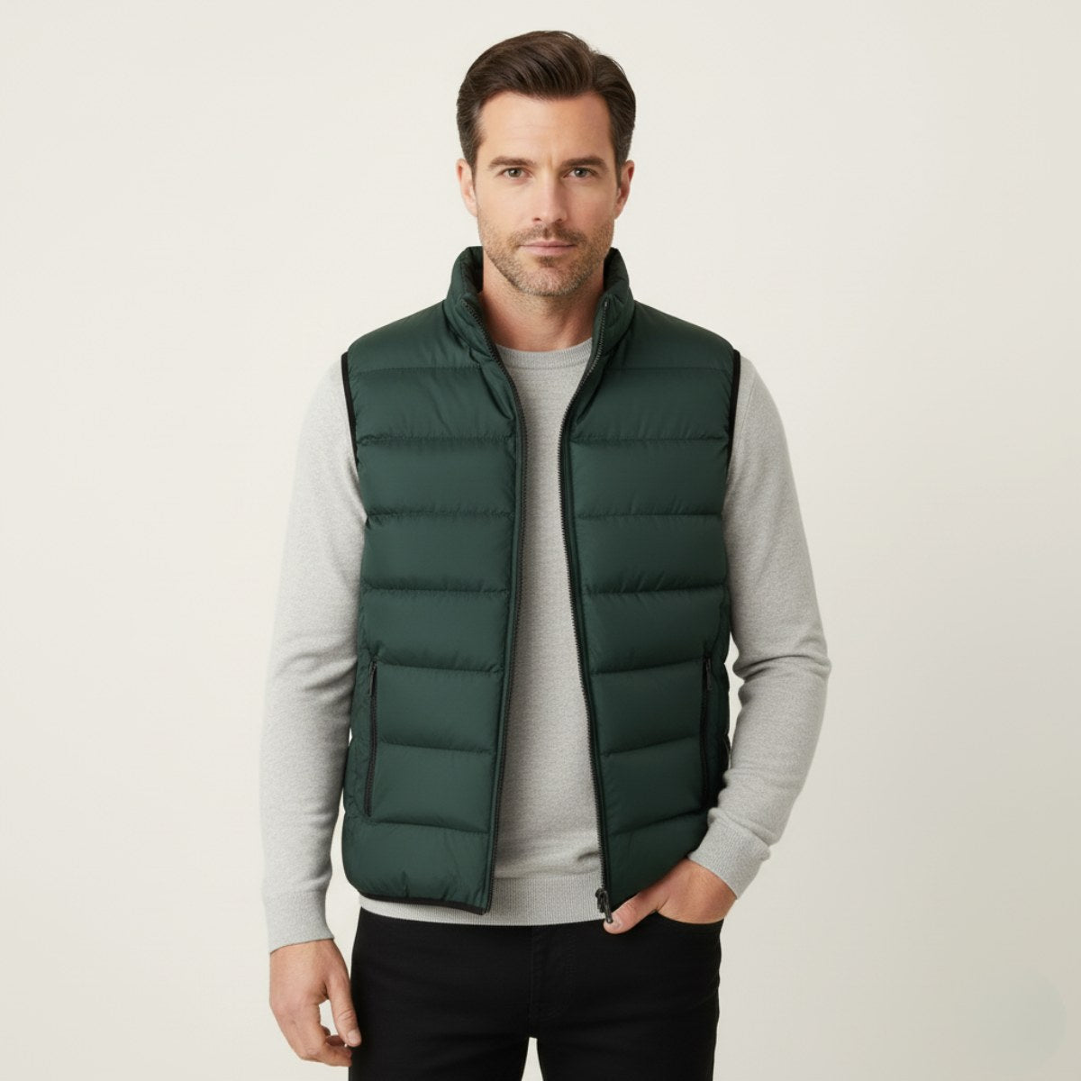Hunter | Men's Quilted Puffer Gilet, Sleeveless Layering Gilet | Animated Apparel