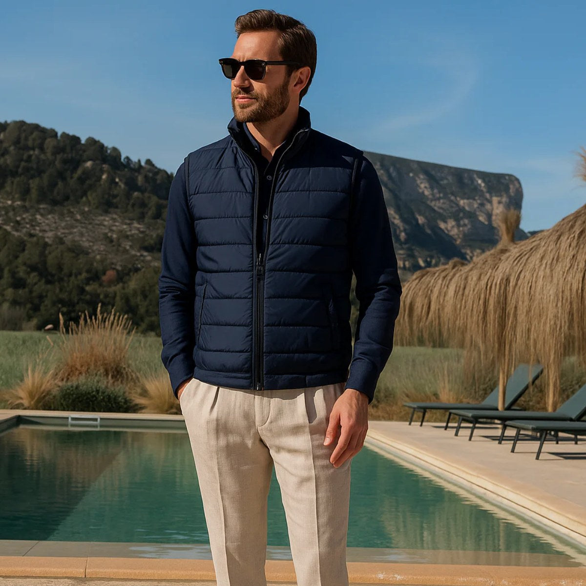 Hunter | Men's Quilted Puffer Gilet, Sleeveless Layering Gilet | Animated Apparel