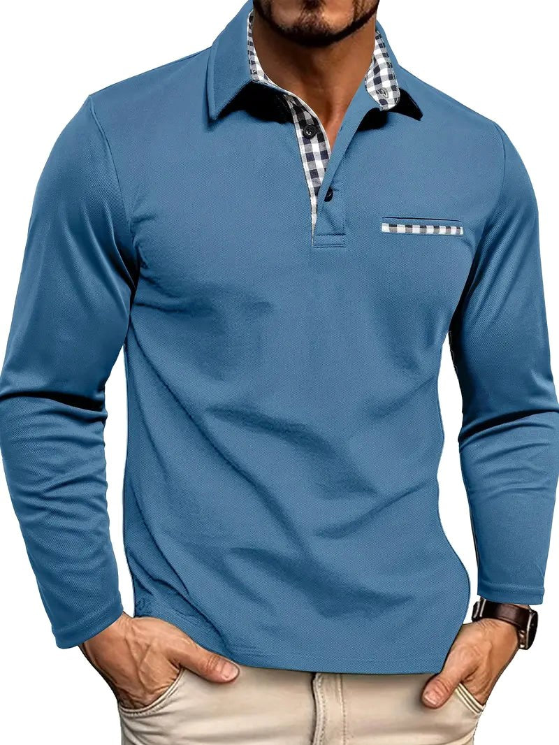 Ian | Men's Long-Sleeve Polo Shirt, Lightweight Everyday Polo | Animated Apparel