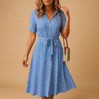 Ireland | Women's Button-Front Midi Dress - Blue