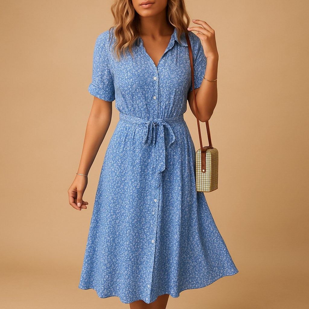 Ireland | Women's Button-Front Midi Dress - Blue