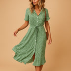 Ireland | Women's Button-Front Midi Dress - Green