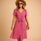 Ireland | Women's Button-Front Midi Dress - Pink