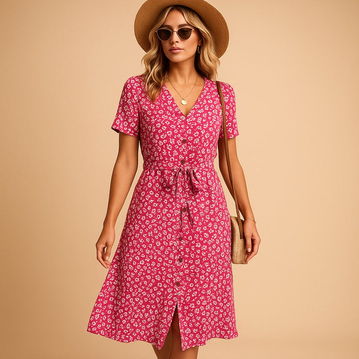 Ireland | Women's Button-Front Midi Dress - Pink