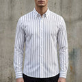 Isaac | Men's Striped Cotton-Blend Button-Up Shirt, Long-Sleeve Smart Casual Shirt | Animated Apparel
