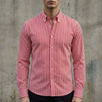 Isaac | Men's Striped Cotton-Blend Button-Up Shirt, Long-Sleeve Smart Casual Shirt | Animated Apparel