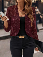 Isabelle | Women's Sequin Cardigan Jacket, Glitter Evening Jacket | Animated Apparel | Burgundy