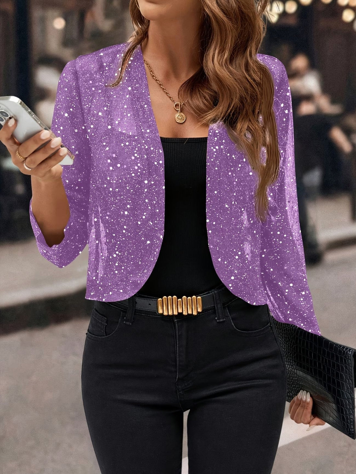 Isabelle | Women's Sequin Cardigan Jacket, Glitter Evening Jacket | Animated Apparel | Gray