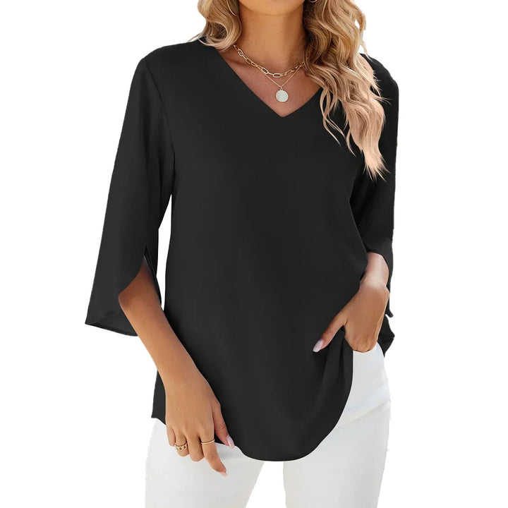 Isabelle | Women's V-Neck Three-Quarter Sleeve Blouse - image 3