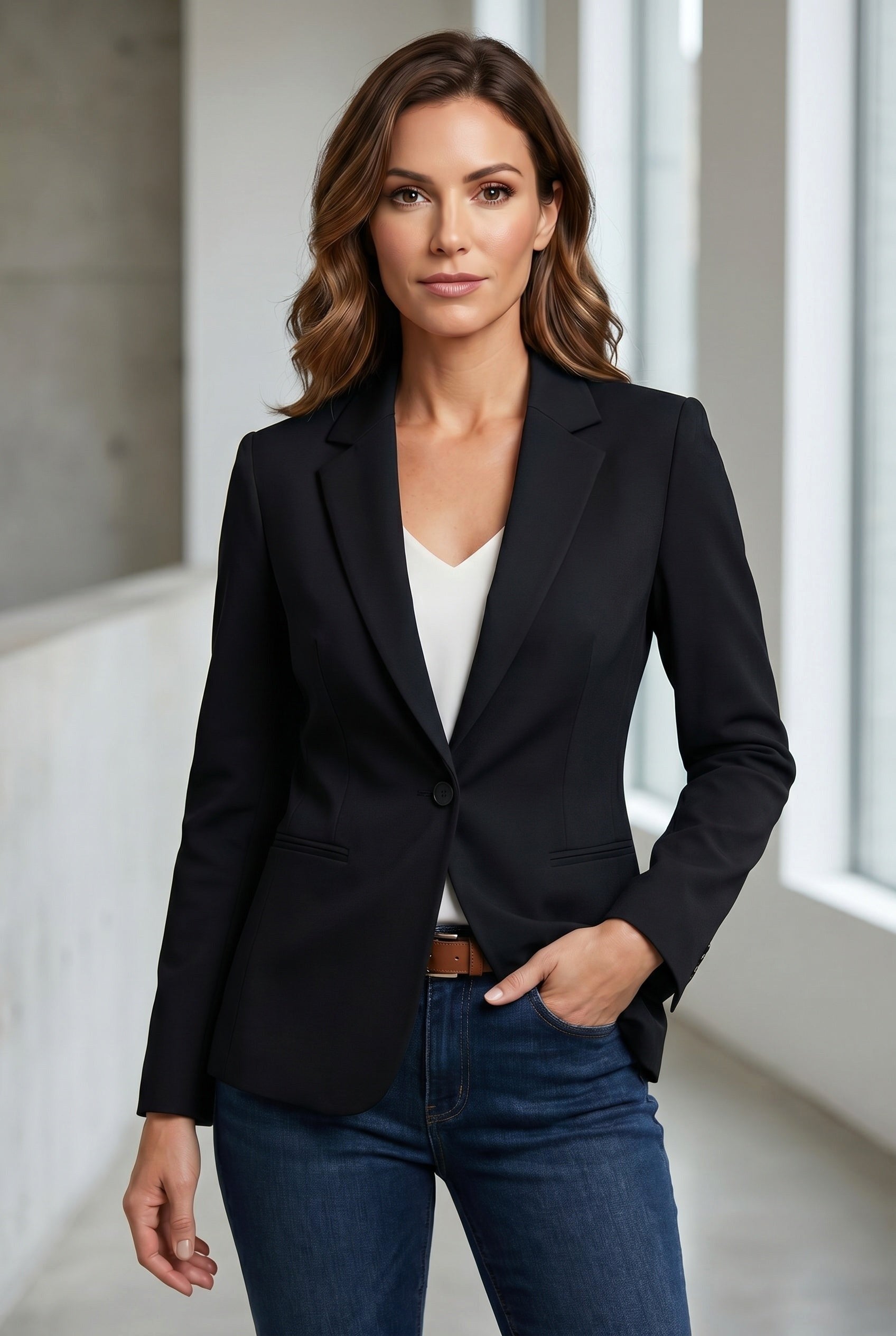 Isaline | Women's Tailored Blazer, Slim Fit Lapel Collar Trouser Suit | Animated Apparel