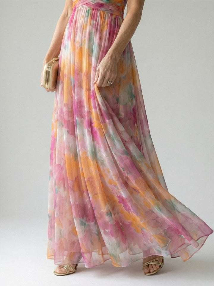 Isel | Women's Sleeveless Wrap Maxi Dress - Dark green