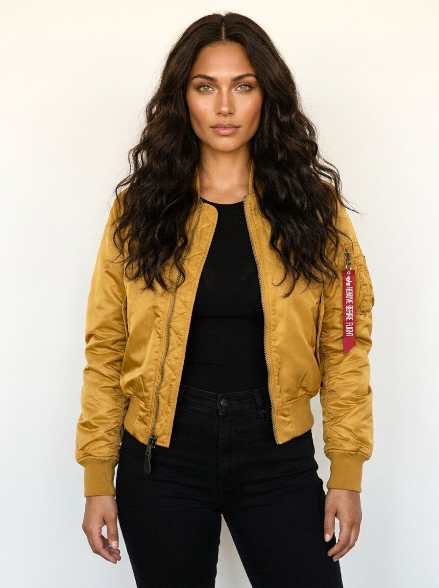 Isla | Women's Utility Bomber Jacket, Satin-Finish Autumn Jacket | Animated Apparel