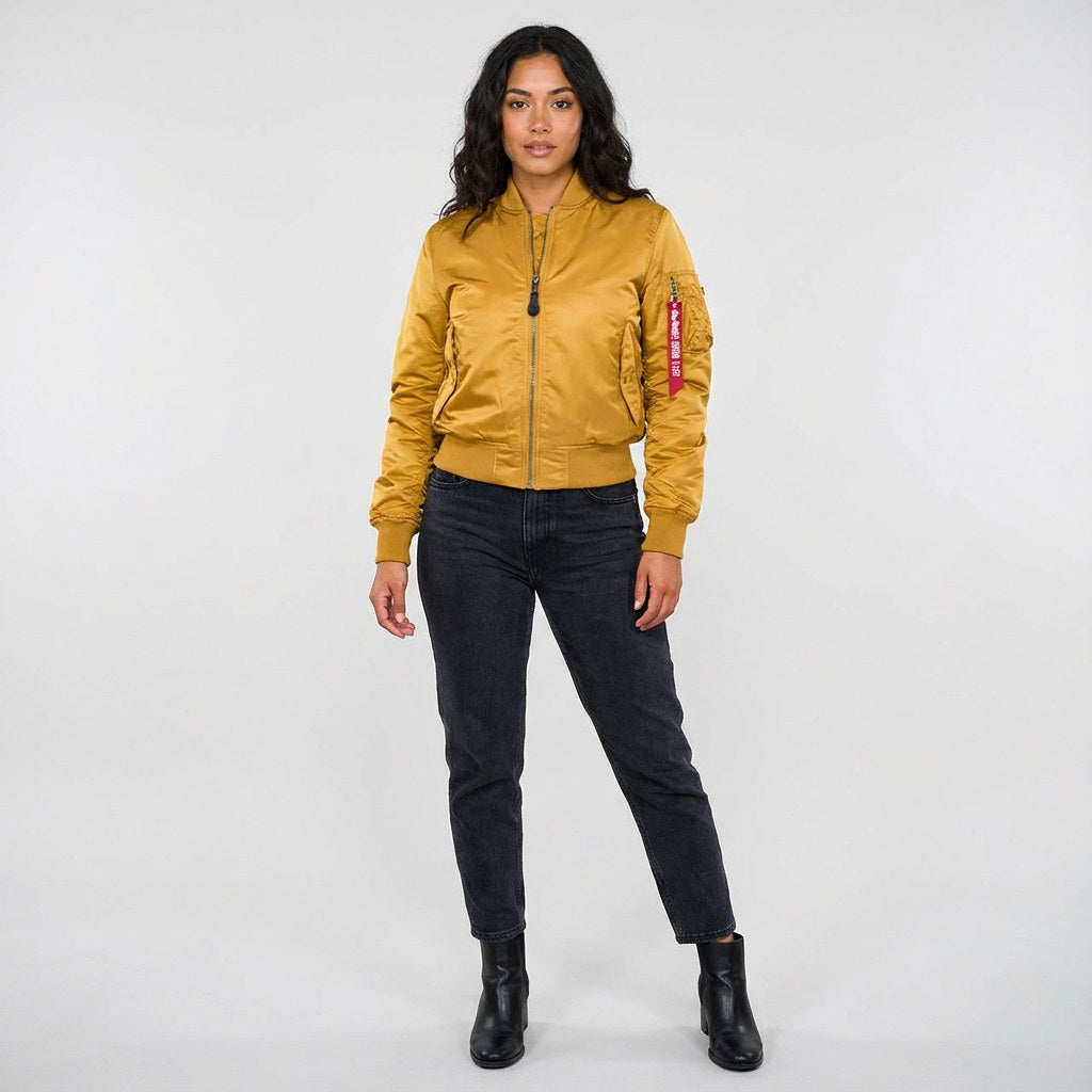 Isla | Women's Utility Bomber Jacket, Satin-Finish Autumn Jacket | Animated Apparel