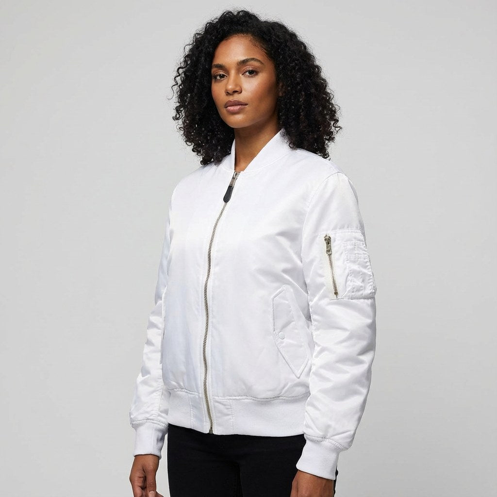 Isla | Women's Utility Bomber Jacket, Satin-Finish Autumn Jacket | Animated Apparel