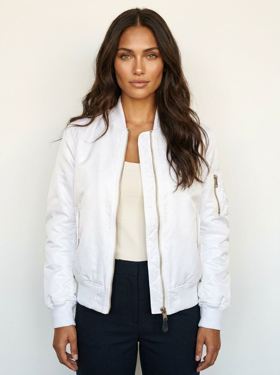 Isla | Women's Utility Bomber Jacket, Satin-Finish Autumn Jacket | Animated Apparel
