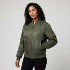 Isla | Women's Utility Bomber Jacket, Satin-Finish Autumn Jacket | Animated Apparel