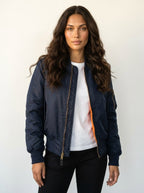 Isla | Women's Utility Bomber Jacket, Satin-Finish Autumn Jacket | Animated Apparel